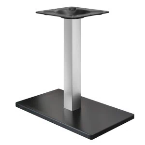 pied de table 40 x 70cm colonne acier et base noire