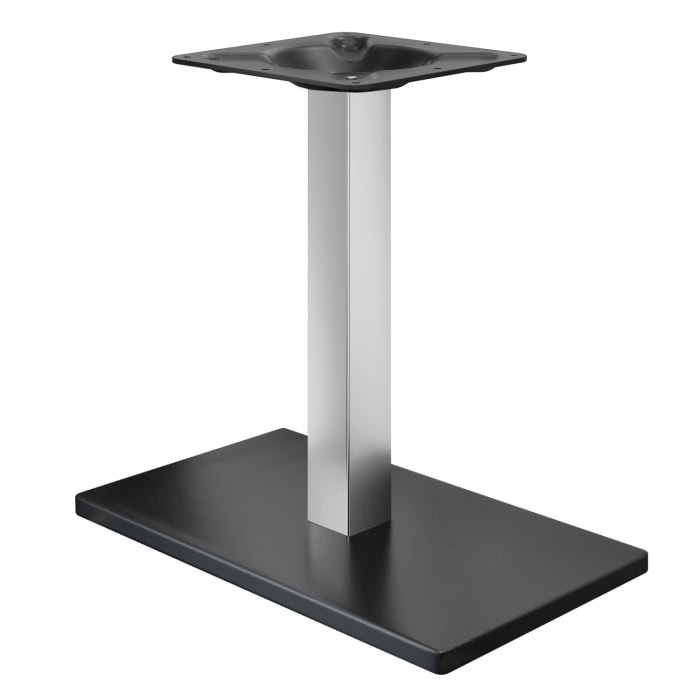 pied de table 40 x 70cm colonne acier et base noire