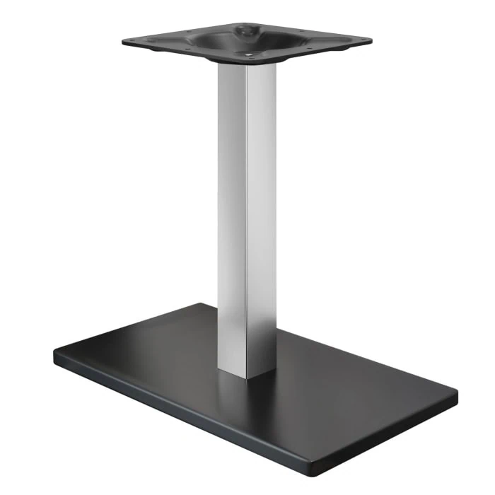 pied de table 40 x 70cm colonne acier et base noire