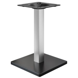 pied de table 50 x 50cm colonne acier et base noire