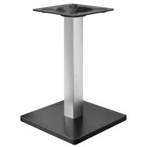 pied de table 50 x 50cm colonne acier et base noire