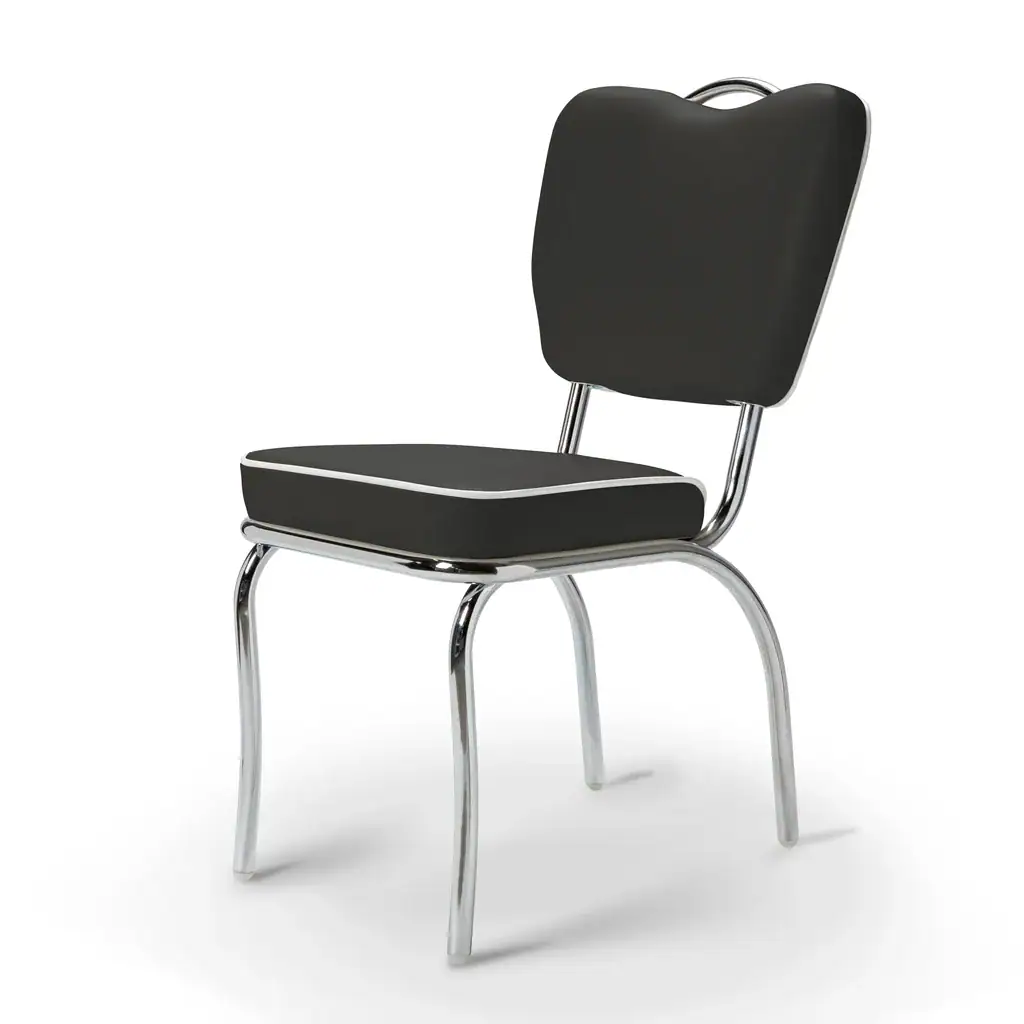 chaise de diner américain uni color 50's avec cadre chromé et poignée haute (8 coloris disponibles)