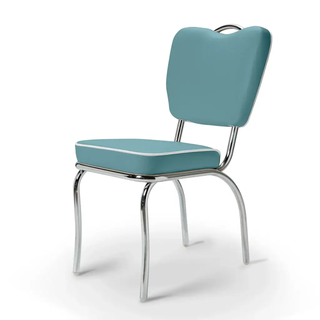 chaise de diner américain uni color 50's avec cadre chromé et poignée haute (8 coloris disponibles)