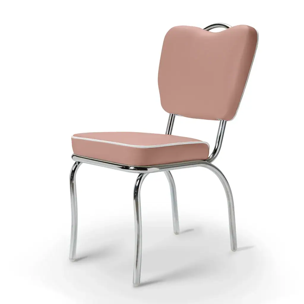 chaise de diner américain uni color 50's avec cadre chromé et poignée haute (8 coloris disponibles)