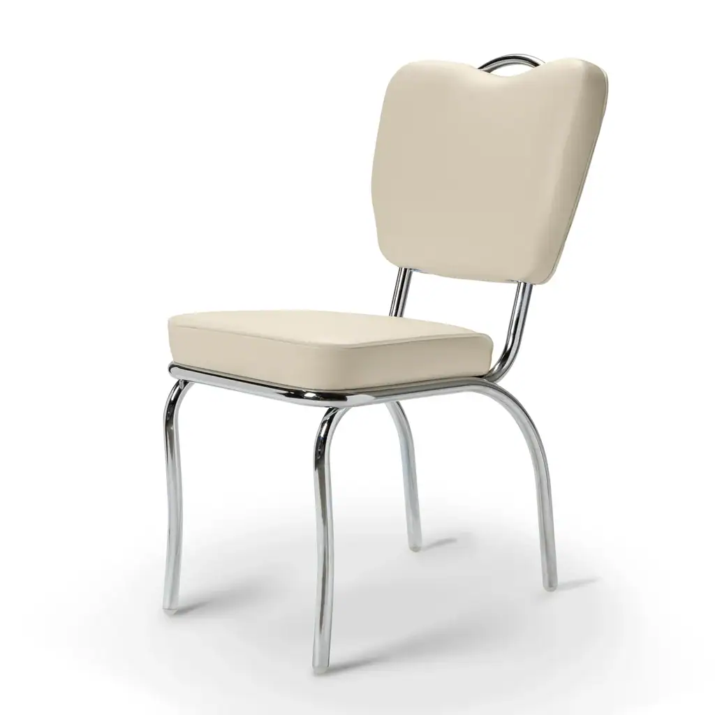 chaise de diner américain uni color 50's avec cadre chromé et poignée haute (8 coloris disponibles)