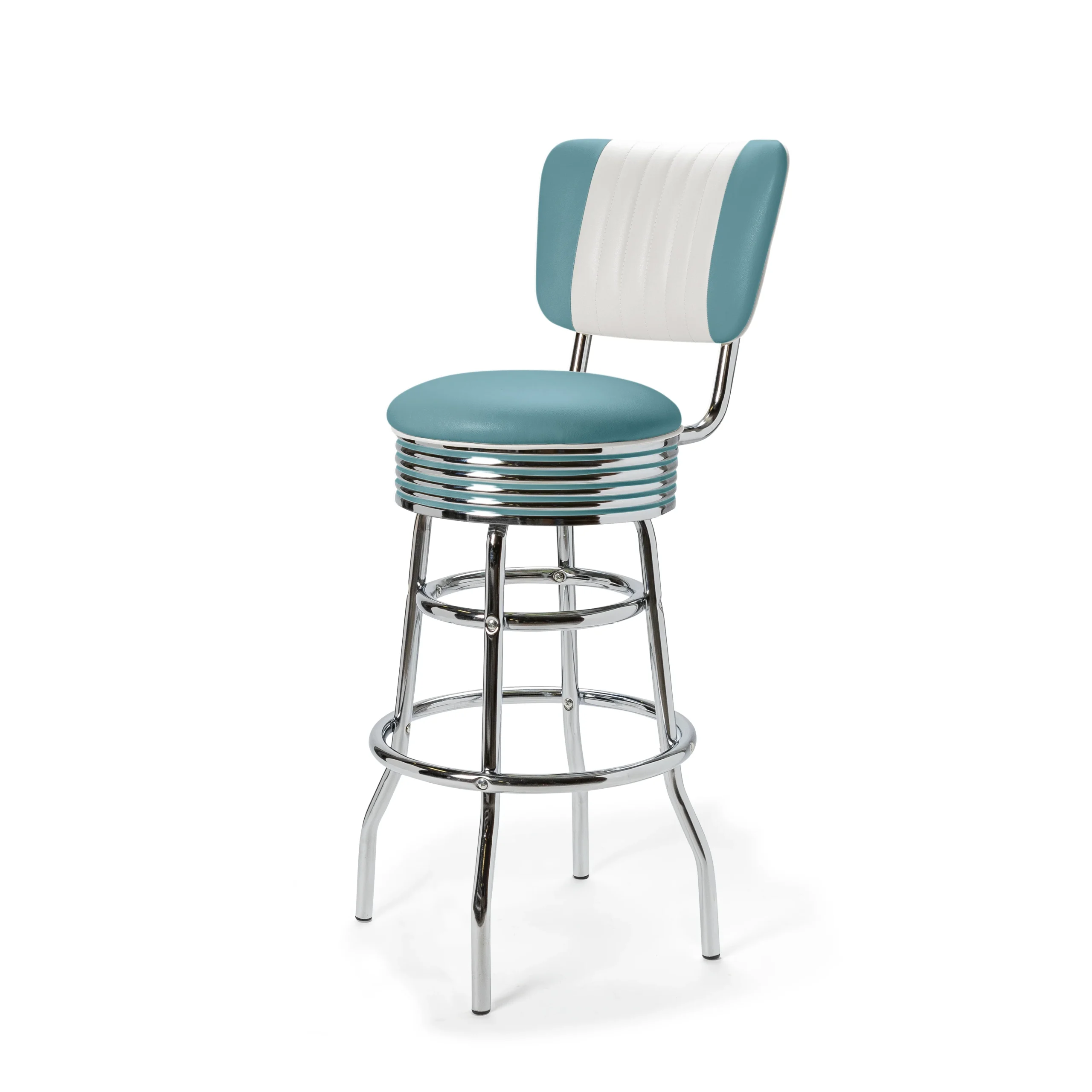 tabouret de diner américain bi colore 50's avec cadre chromé (8 coloris disponibles)