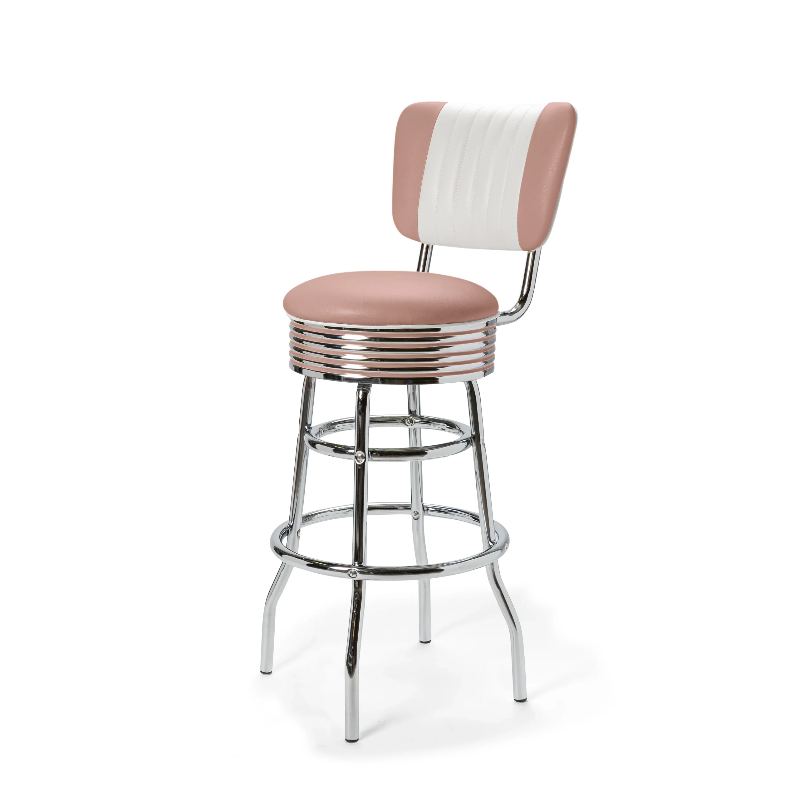 tabouret de diner américain bi colore 50's avec cadre chromé (8 coloris disponibles)