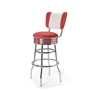 tabouret de diner américain bi colore 50's avec cadre chromé (8 coloris disponibles)