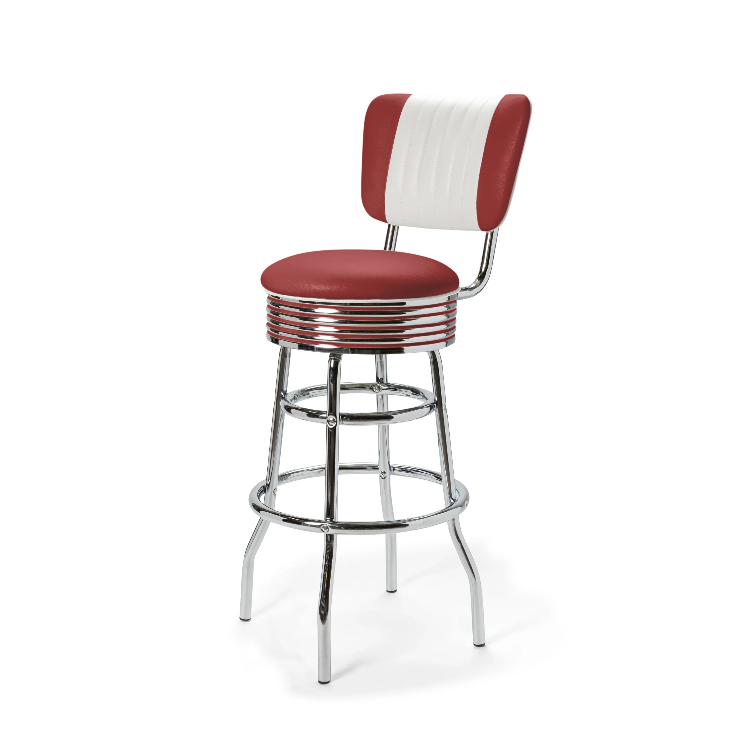 tabouret de diner américain bi colore 50's avec cadre chromé (8 coloris disponibles)