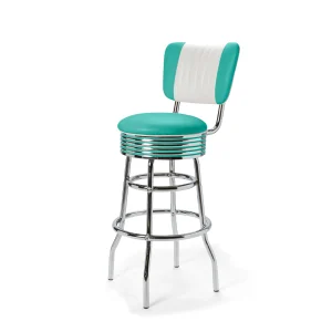 tabouret de diner américain bi colore 50’s avec cadre chromé (8 coloris disponibles) tabouret de diner américain bi colore 50's avec cadre chromé (8 coloris disponibles)