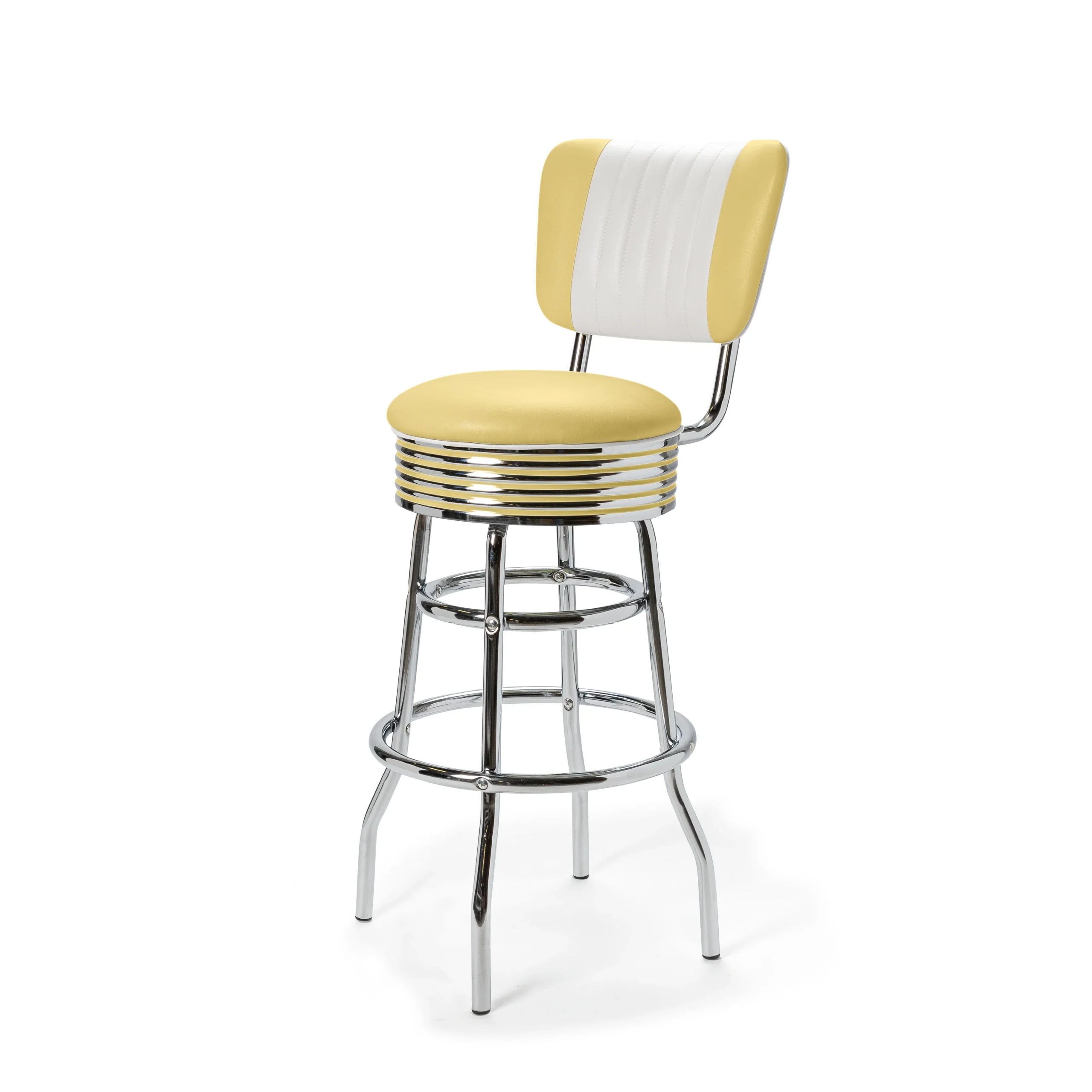 tabouret de diner américain bi colore 50's avec cadre chromé (8 coloris disponibles)
