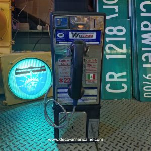 téléphone payphone américain de rue avec monnayeur et stickers wescomm 1