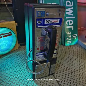 téléphone payphone américain de rue avec monnayeur et stickers wescomm 1
