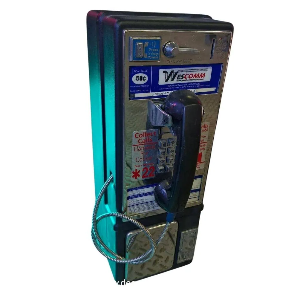 téléphone payphone américain de rue avec monnayeur et stickers wescomm