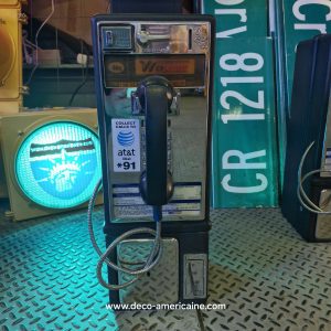 téléphone payphone américain de rue avec monnayeur et stickers wescomm 1