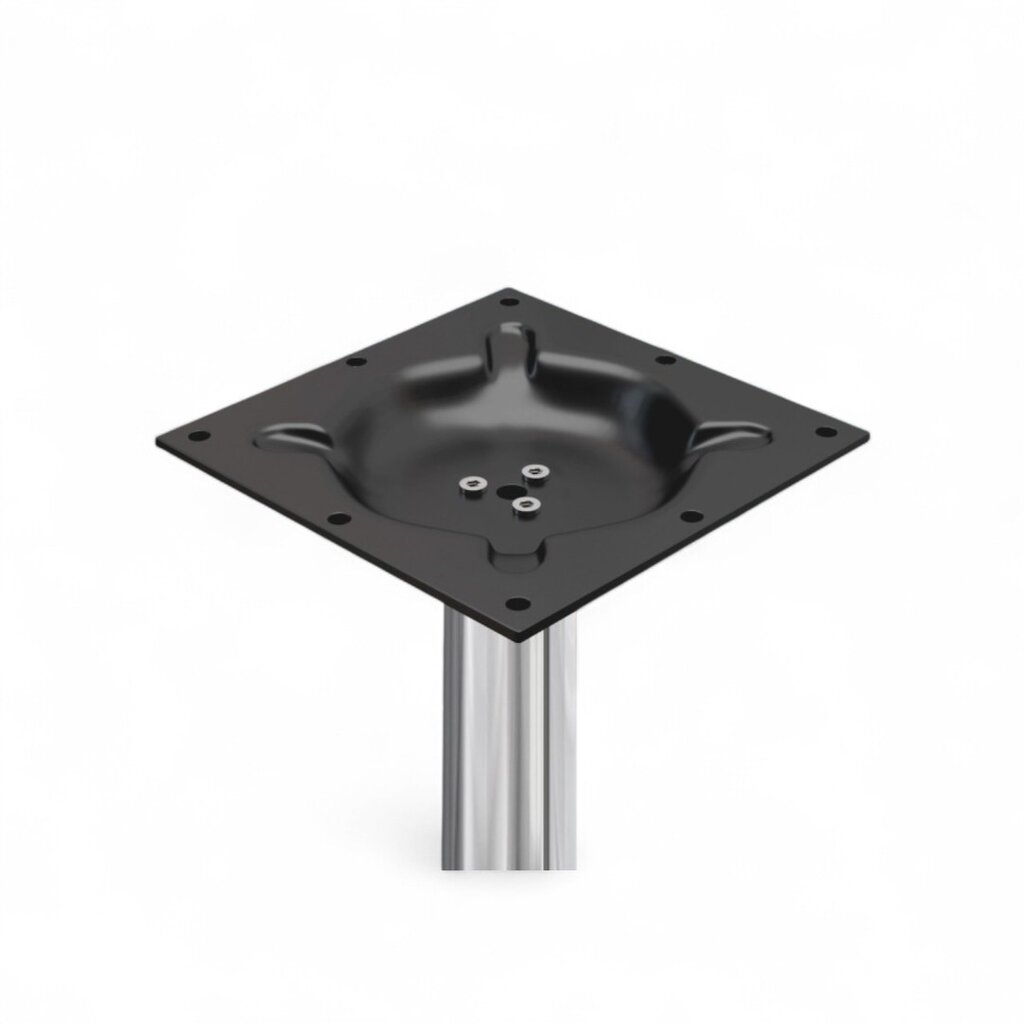 pied de table 50 x 50cm colonne acier et base noire