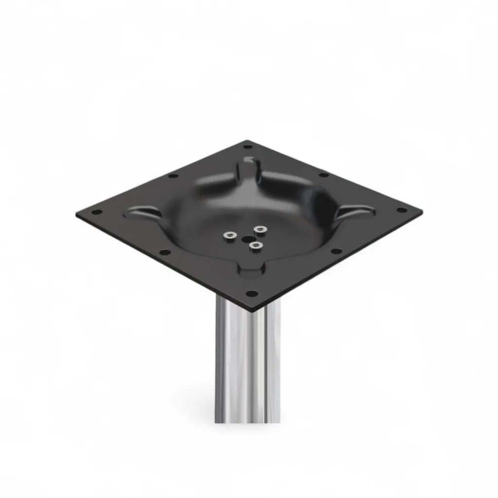 pied de table 50 x 50cm colonne acier et base noire