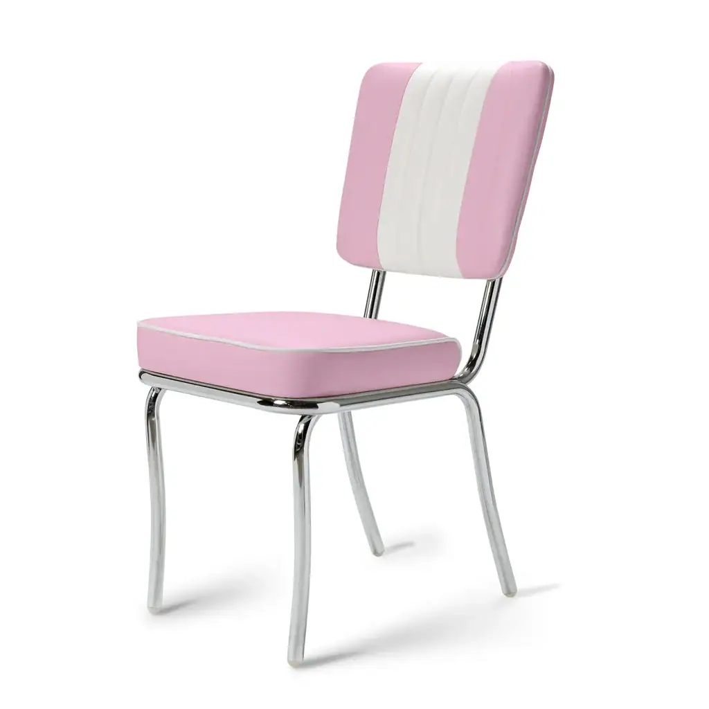 chaise de diner américain bi colore 50's avec cadre chromé
