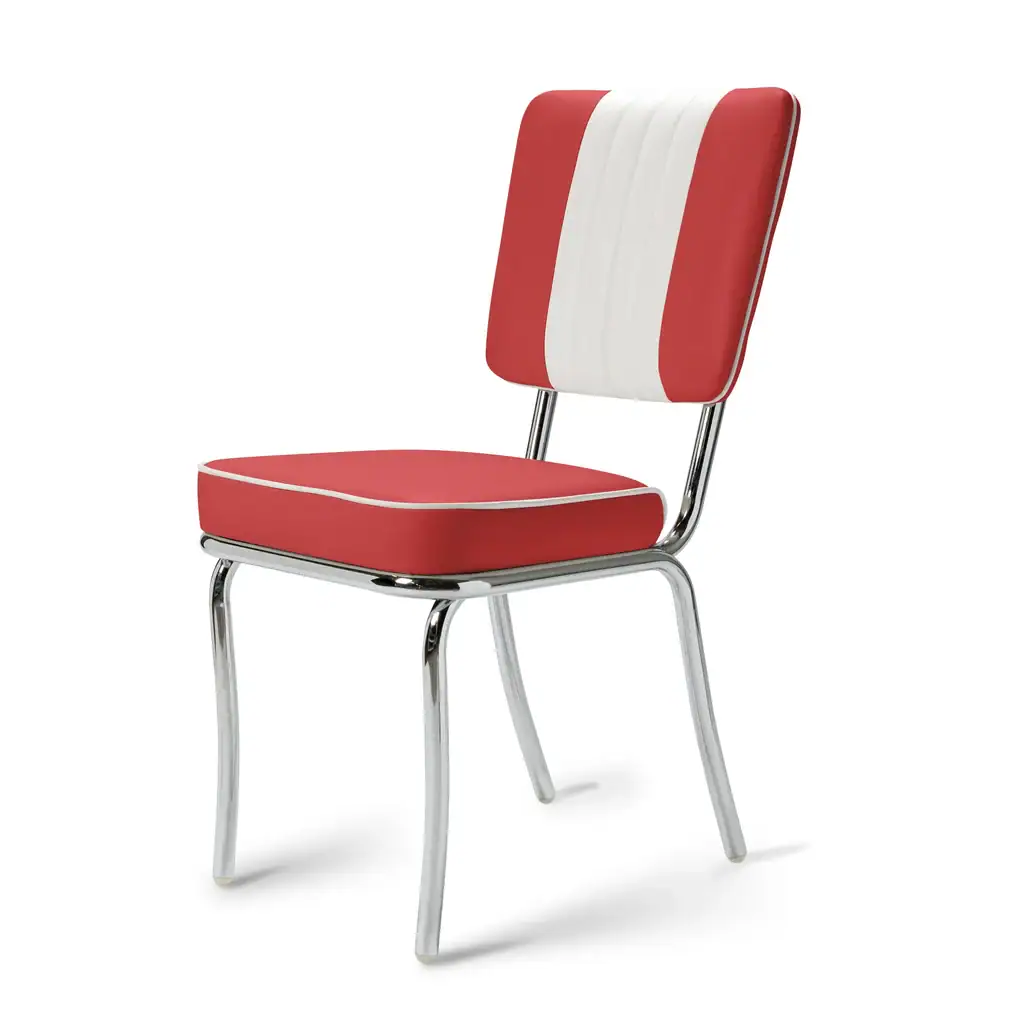 chaise de diner américain bi colore 50's avec cadre chromé