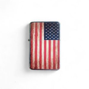 briquet tempête drapeau américain avec ses étoiles et ses bandes rouges et blanches