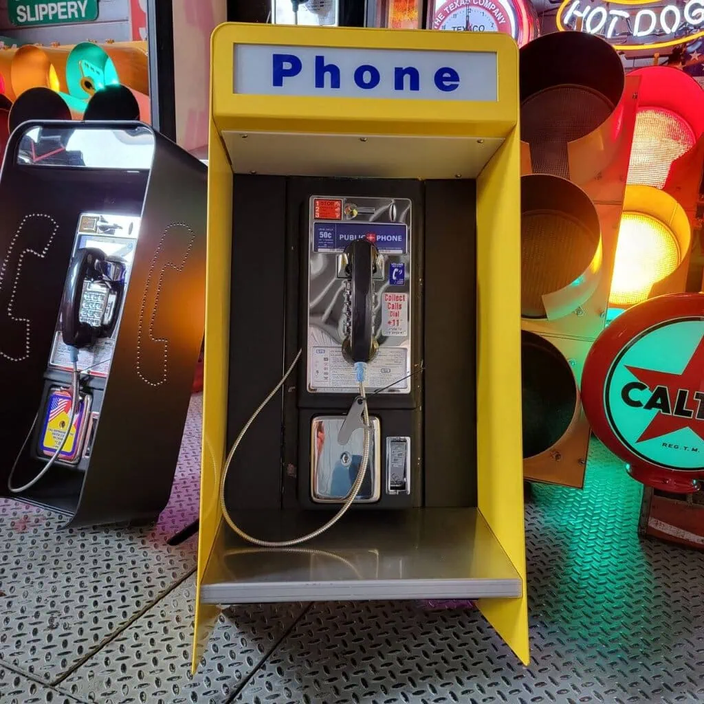 payphone vintage de rue américain authentique avec cabine "brand new old stock" etat exceptionnel!