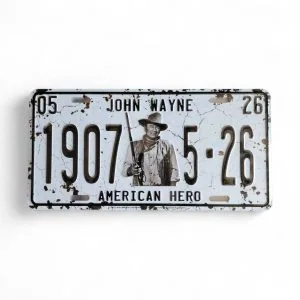 john wayne collection plaque d'immatriculation "american hero" 1907