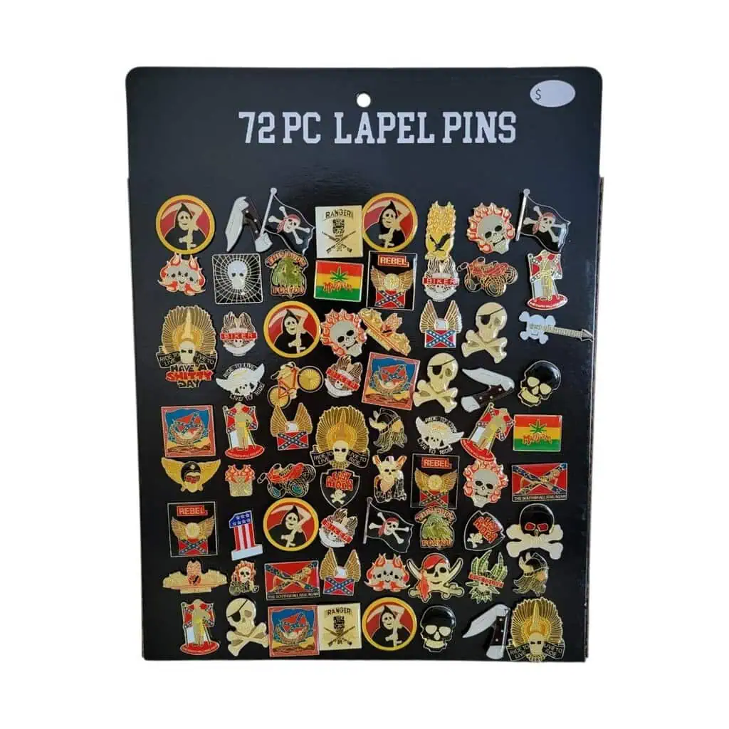 pin's pour chapeau, casquette, blouson en cuir ou tissu lot de 72 (1€50 pièce ht)