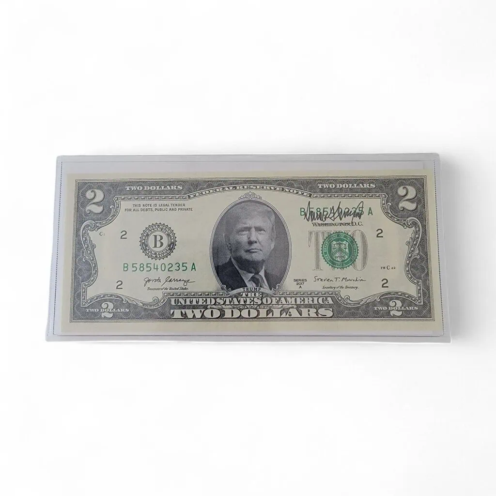 président trump authentique billet de $2 avec visuel du 45ème et 47ème président des etats unis d'amérique
