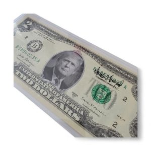 président trump authentique billet de $2 avec visuel du 45ème et 47ème président des etats unis d'amérique