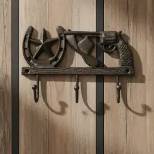 plaque murale en forme d'étoile, décoration style western en fonte, 16.5cm