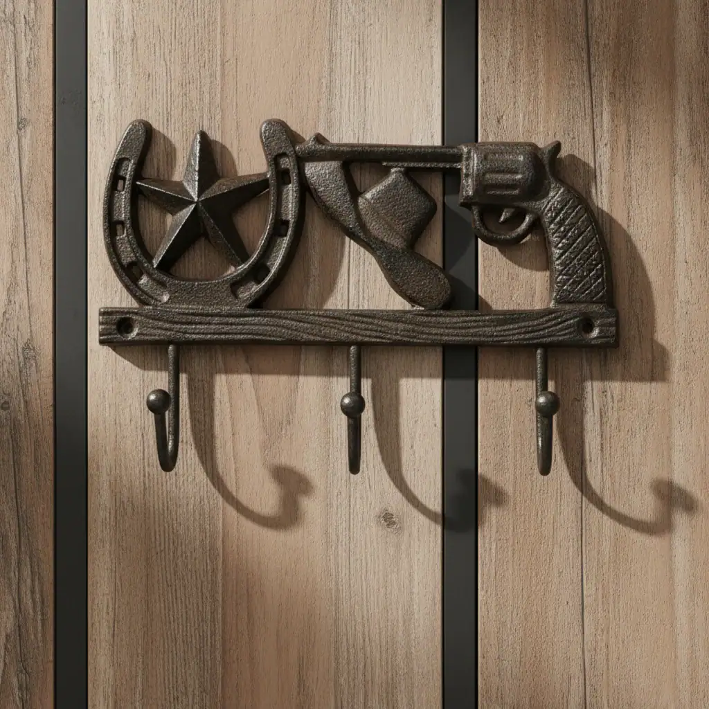 plaque murale en forme d'étoile, décoration style western en fonte, 16.5cm