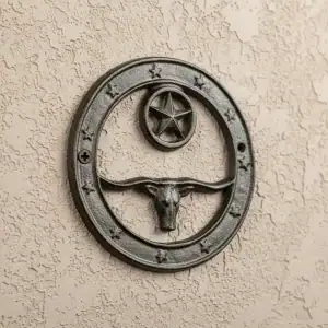 plaque murale en forme d'étoile, décoration style western en fonte, 16.5cm