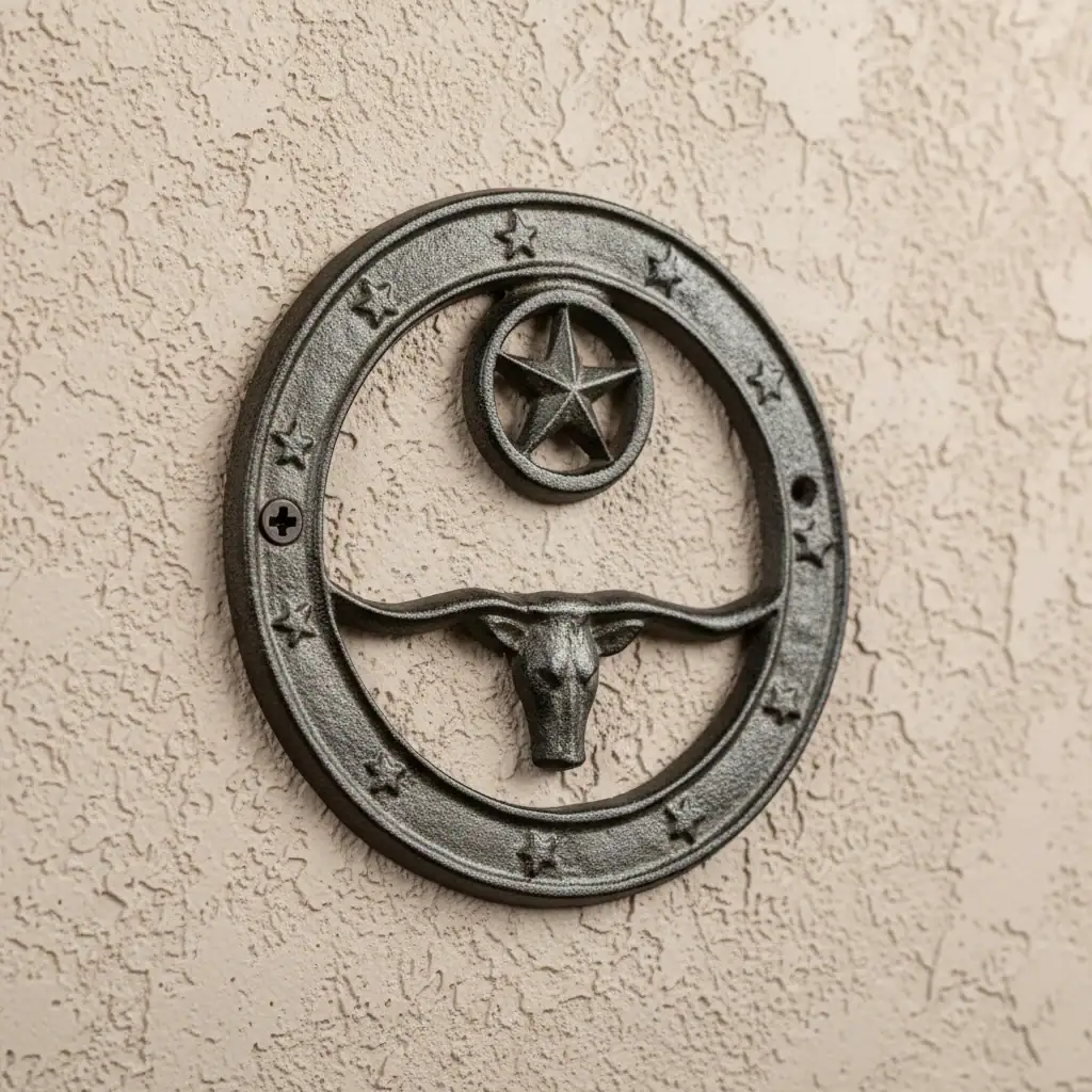 plaque murale en forme d'étoile, décoration style western en fonte, 16.5cm