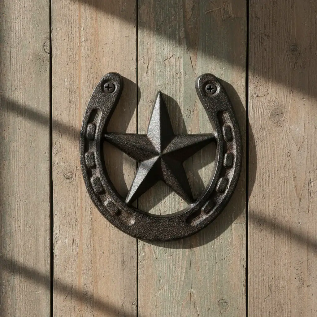 plaque murale en forme d'étoile, décoration style western en fonte, 16.5cm
