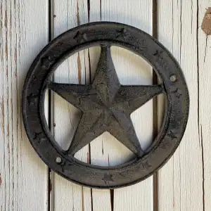 plaque murale en forme d'étoile, décoration style western en fonte, 16.5cm