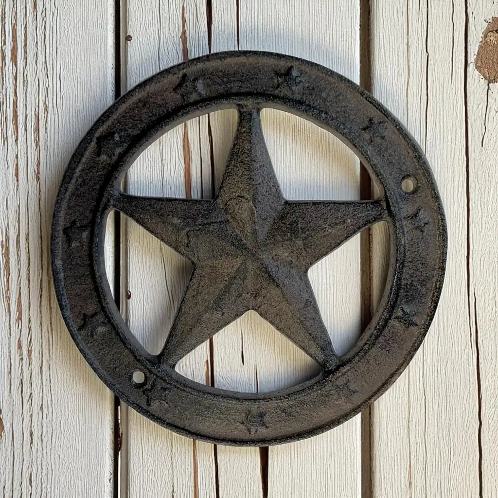plaque murale en forme d'étoile, décoration style western en fonte, 16.5cm