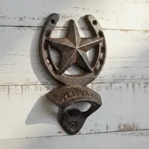 plaque murale en forme d'étoile, décoration style western en fonte, 16.5cm