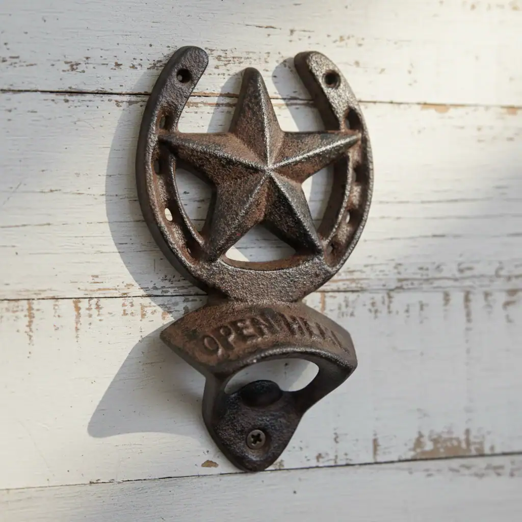 plaque murale en forme d'étoile, décoration style western en fonte, 16.5cm