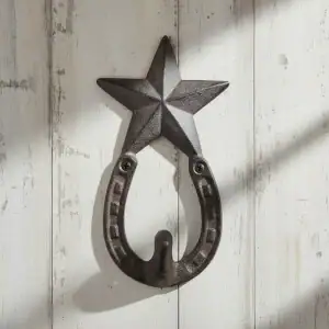 plaque murale en forme d'étoile, décoration style western en fonte, 16.5cm