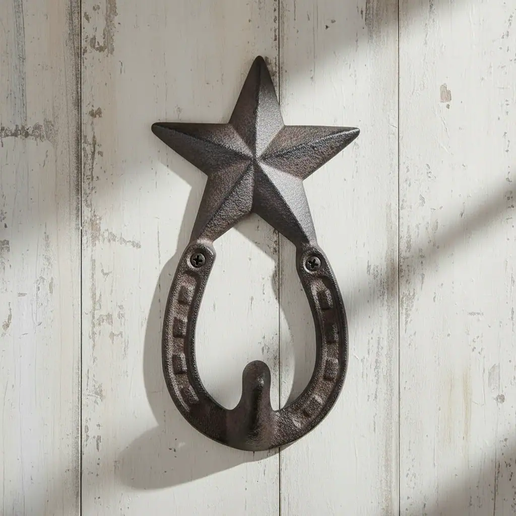 plaque murale en forme d'étoile, décoration style western en fonte, 16.5cm