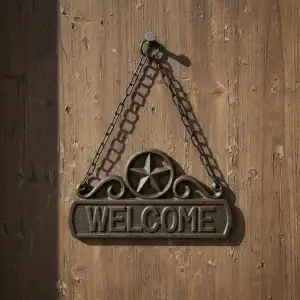 plaque murale en forme d'étoile, décoration style western en fonte, 16.5cm