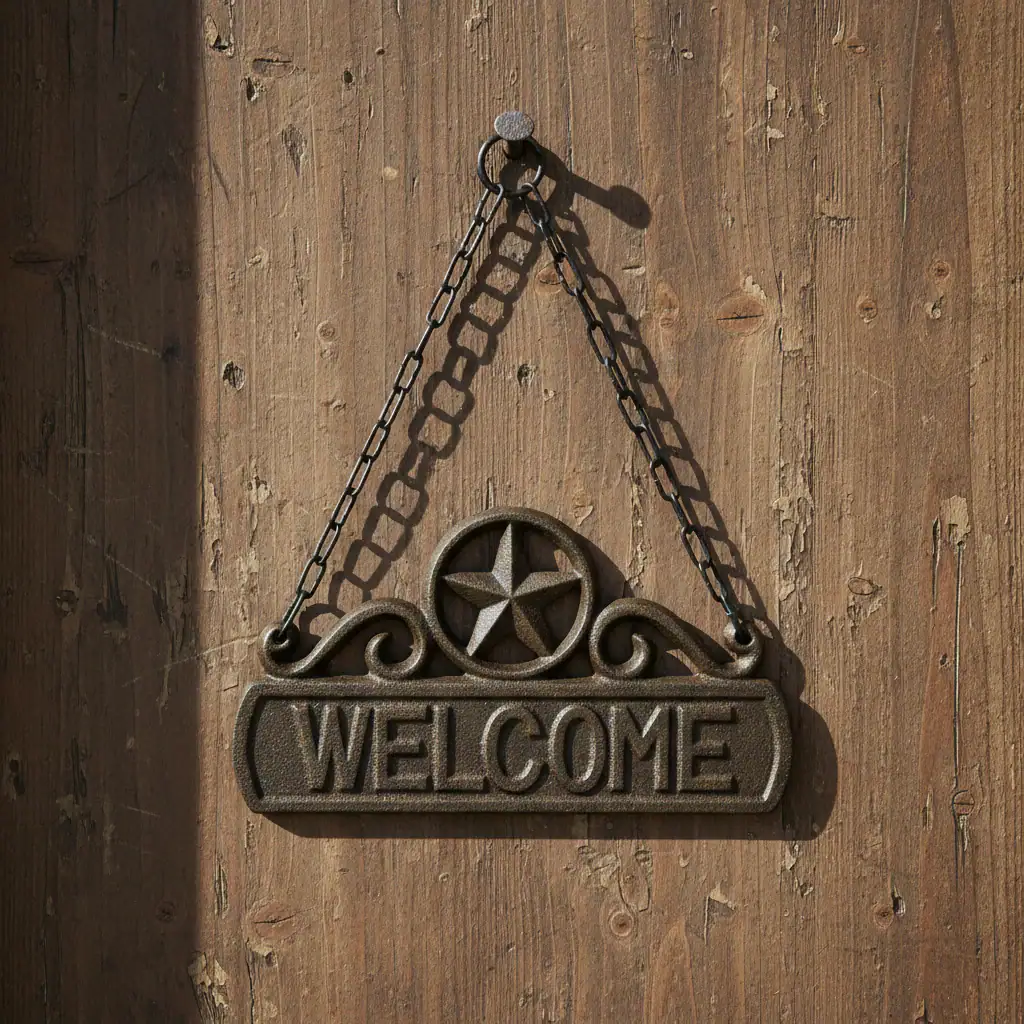 plaque murale en forme d'étoile, décoration style western en fonte, 16.5cm
