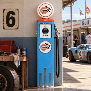 vintage gulf pump in the 1960s pit garage
